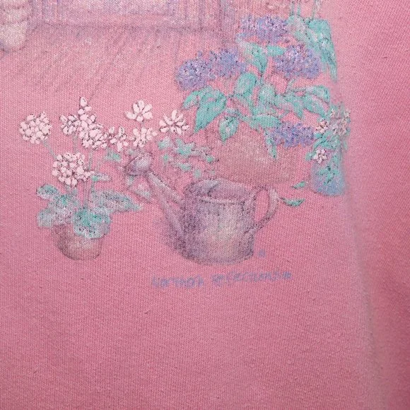 VTG 90s Northern Reflections Womens L Pink Plants Boats Graphic Sweatshirt - Picture 5 of 8